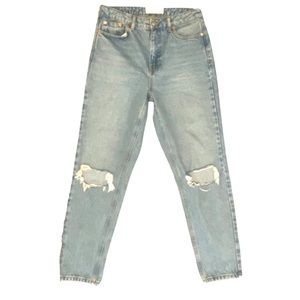 Topshop Mom Jeans, Intentionally Distressed Knees, High Waisted, Worn Once EUC